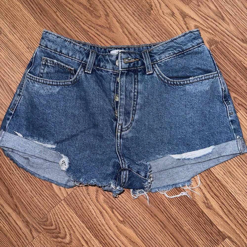 Forever 21 Blue Jean Shorts with Distressed Design and High-Waisted Fit